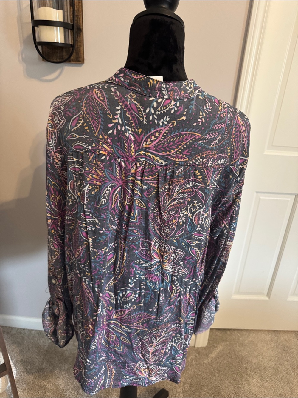 Ruby Rd. Gray Multicolor Paisley Button-Front Tunic - Picture 6 of 7